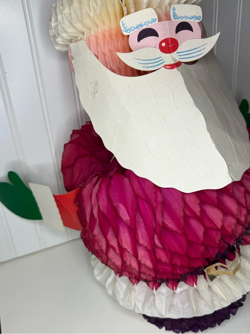 Vintage mid century Danish honeycomb accordion Santa Christmas decor